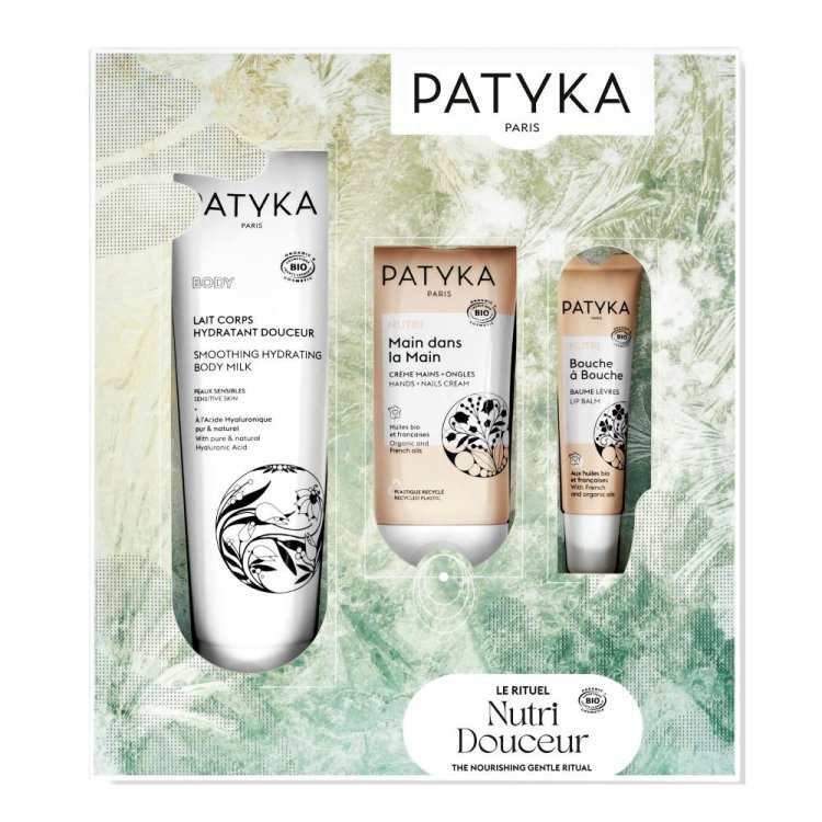Patyka Cofanetto di Natale 2025 Body - Latte corpo idratante delicato 150 ml + Balsamo labbra 10 ml + Crema mani e unghie 40 ml