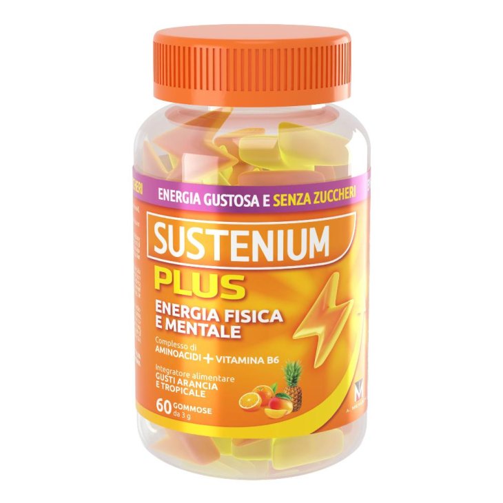 Sustenium Plus - Integratore alimentare energizzante per stanchezza fisica e mentale - 60 gommose
