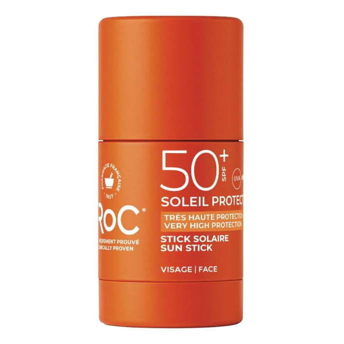 Roc Soleil Protect Hydrating Stick SPF50+ - Stick solare idratante per viso e zone sensibili - 15 g