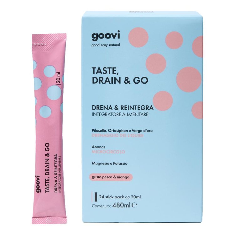 Goovi Taste Drain e Go Gusto Pesca - Integratore alimentare drenante - 24 stick