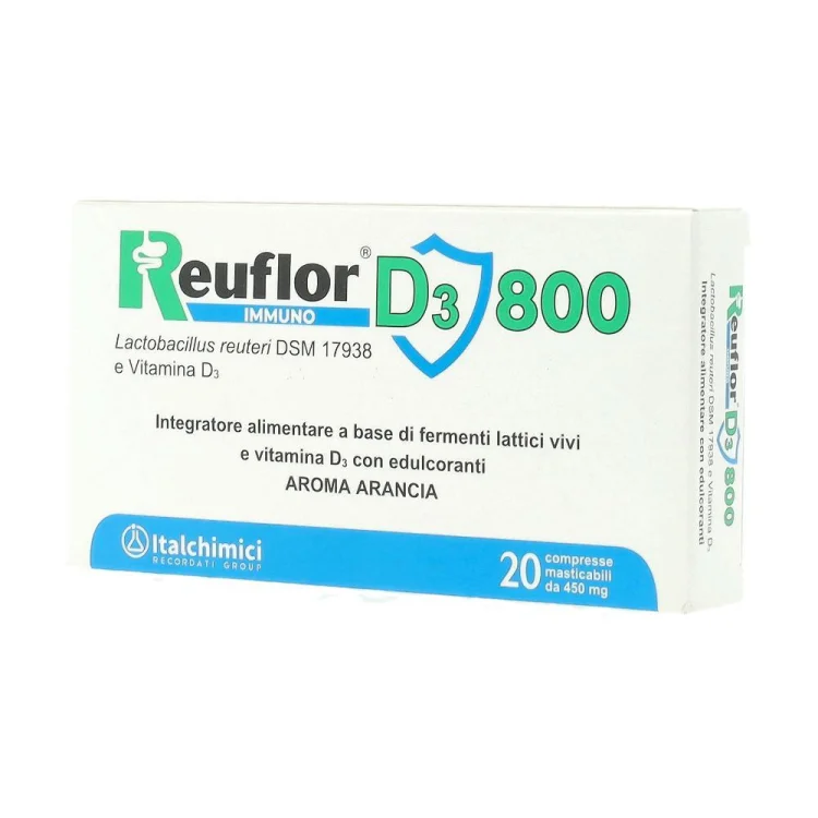 Reuflor D3 800 - Integratore per l'equilibrio della flora intestinale - 20 compresse masticabili