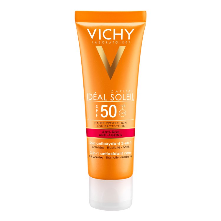 Vichy Ideal Soleil Crema Viso Anti-Età SPF50 - Protezione Solare Molto Alta Antiage - 50 ml