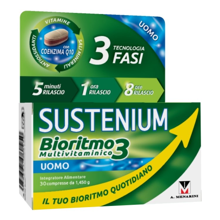 Sustenium Bioritmo 3 Uomo - Integratore multivitaminico per il benessere fisico e mentale - 30 Compresse