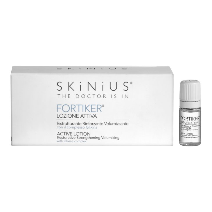 Skinius Fortiker Lozione Attiva Capelli - Lozione ristrutturante, rinforzante e volumizzante - 12 fiale da 7 ml 