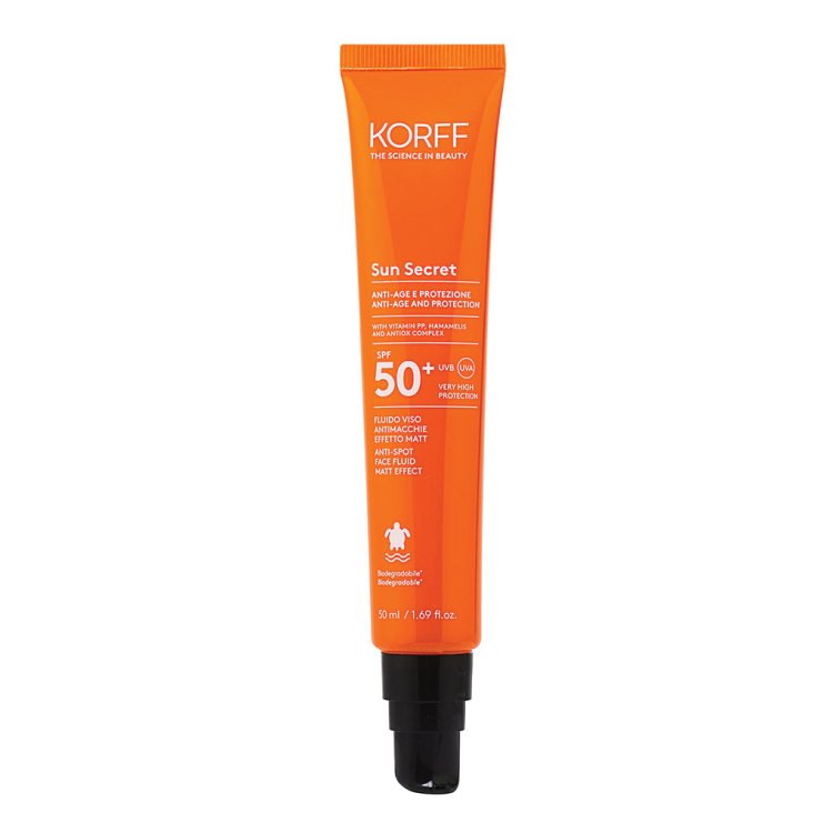 Korff Sun Secret Fludio Protettivo Antietà SPF50+ - Solare viso antimacchie effetto mat - 50 ml