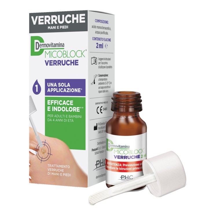 Dermovitamina Micoblock Verruche - Trattamento per verruche comuni di mani e piedi - 2 ml