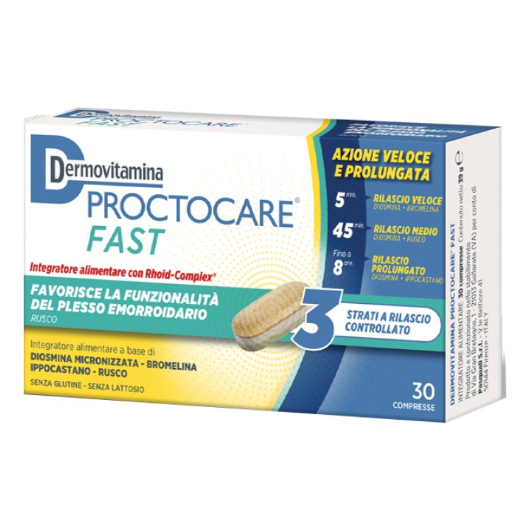 Dermovitamina Proctocare Fast - Integratore alimentare per il trattamento di emorroidi - 30 compresse