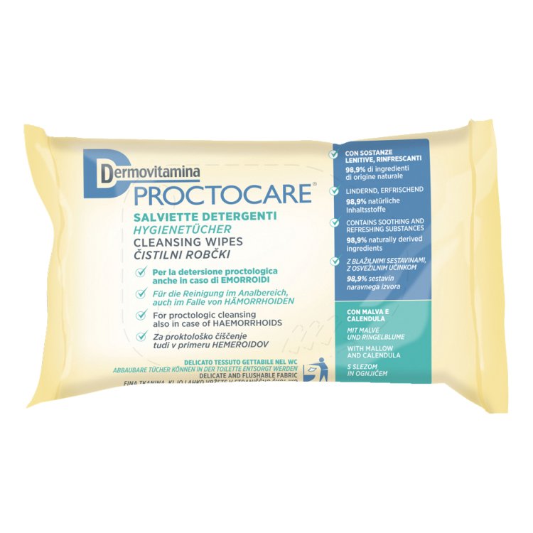 Dermovitamina Proctocare Salviettine Detergenti - Salviettine delicate per l'igiene anale e intima - 15 pezzi