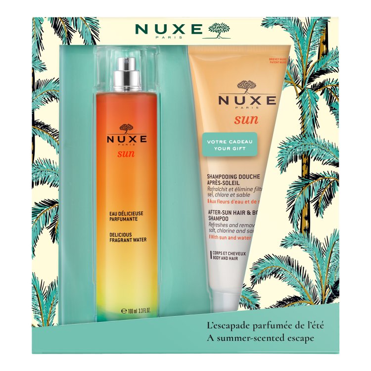 Nuxe Sun Cofanetto Eau Delicieus - Acqua deliziosa profumata + Shampoo Doccia Doposole