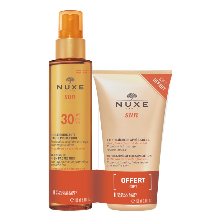 Nuxe Sun Duo Olio Solare SPF30 + Latte Doposole - Olio solare per corpo 150 ml + Latte doposole viso e corpo 100 ml