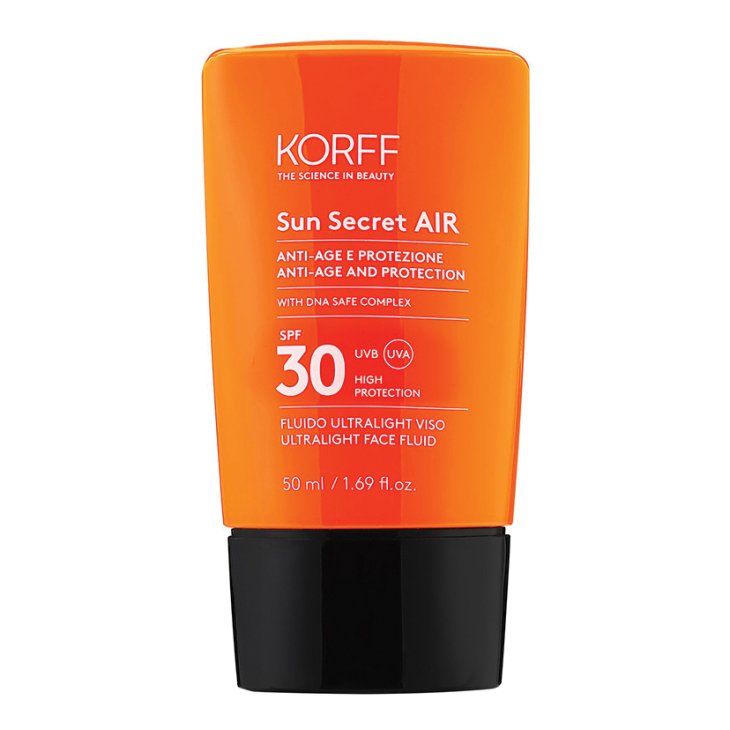 Korff Sun Secret Air Fluido Protettivo SPF30 -  Solare anti-età ultra leggero per il viso - 50 ml