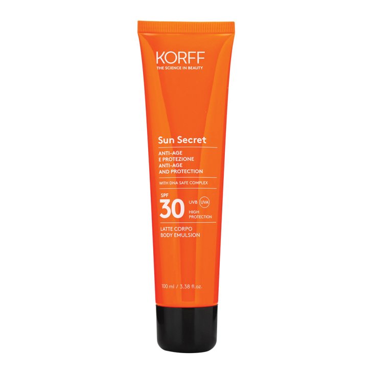 Korff Sun Secret Latte Protettivo Anti-Età SPF30 - Latte solare corpo protezione alta resistente all'acqua - 100 ml