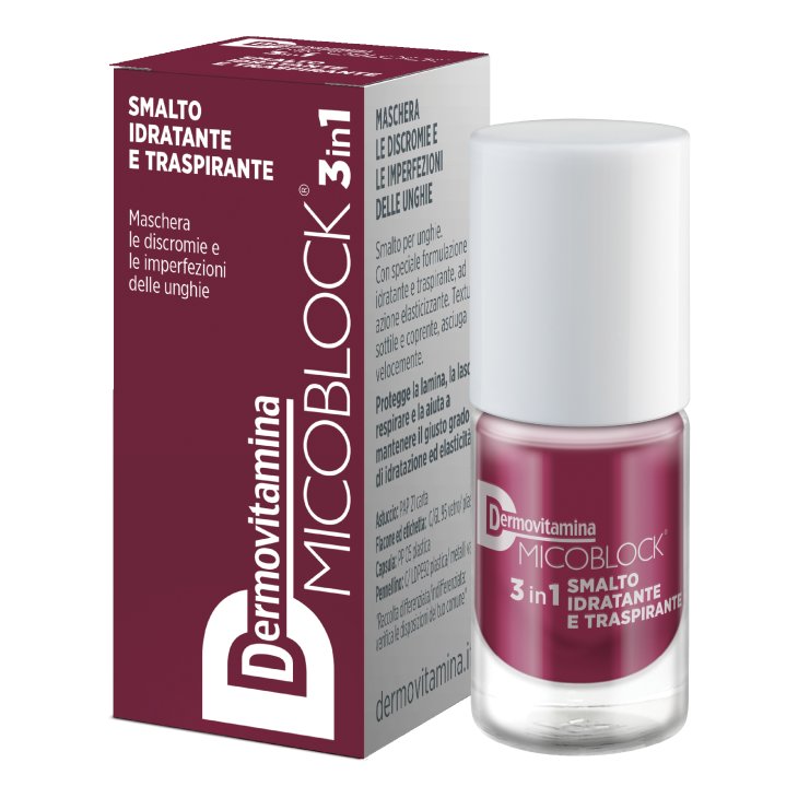 Dermovitamina Micoblock Smalto 3 in 1 - Smalto traspirante, idratante ed elasticizzante - Nuance bordeaux - 5 ml