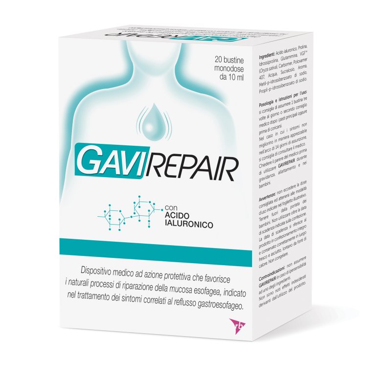 Gavirepair - Dispositivo Medico per il trattamento del reflusso gastroesofageo - 20 Bustine monodose da 10 ml