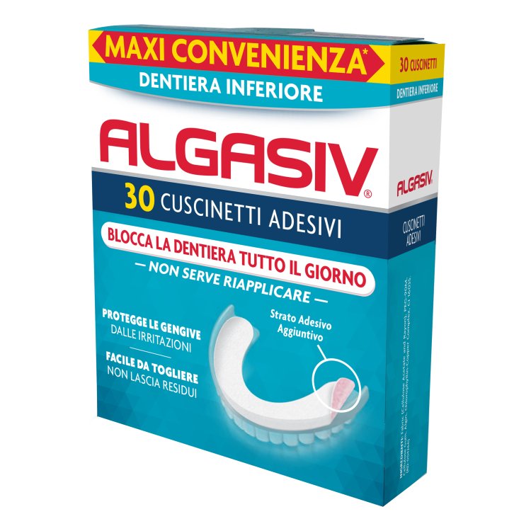 Algasiv Adesivo 30 Cuscinetti Protesi Inferiore