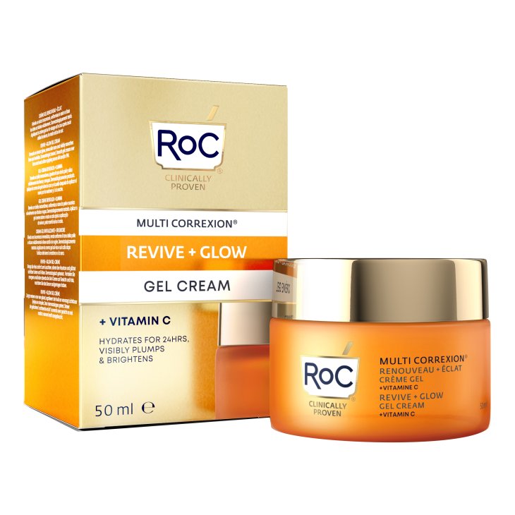 Roc Multi Correxion Revive + Glow Crema Gel Viso Illuminante - Crema viso da giorno alla Vitamina C - 50 ml