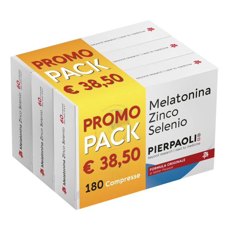 Melatonina Zinco Selenio Pierpaoli - Integratore per insonnia - Promo Pack - 180 compresse
