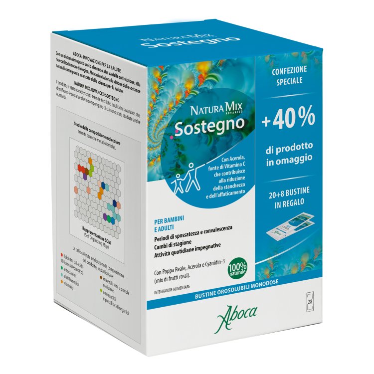 Natura Mix Advanced Sostegno  - Integratore alimentare energizzante ed immunostimolante - 28 Bustine Orosolubili