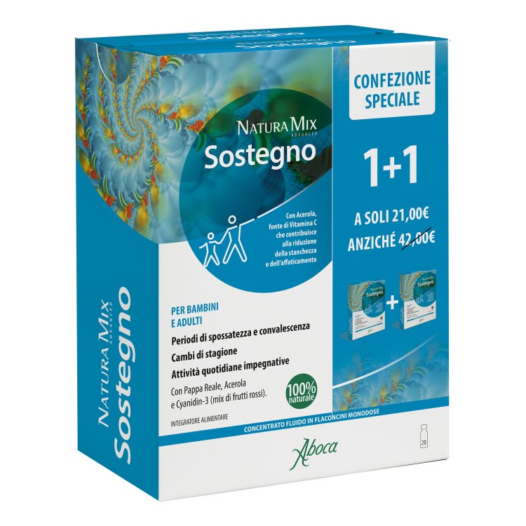 Natura Mix Advanced Sostegno  - Integratore alimentare energizzante ed immunostimolante - 10 + 10 Flaconcini