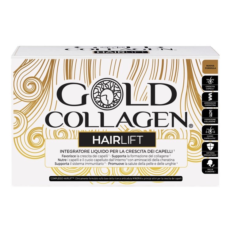 Gold Collagen Hairlift - Integratore Liquido per la crescita dei capelli - 10 Flaconi da 50 ml