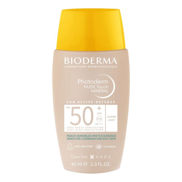 Bioderma Photoderm Nude Touch Mineral SPF 50+ - Protezione solare viso per pelle sensibile, grassa e mista - Tonalità light - 40 ml