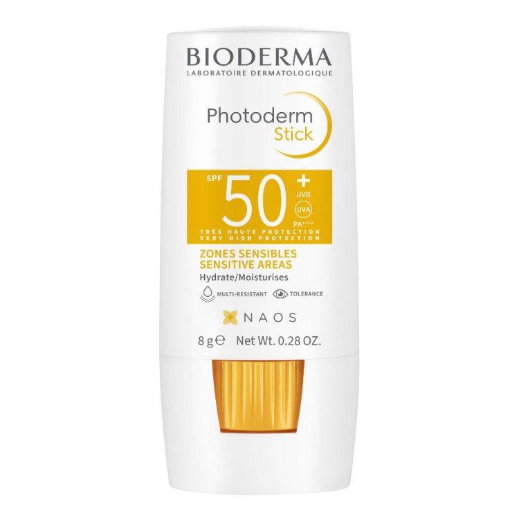 Bioderma photoderm Stick SPF 50+ - Protezione solare molto alta per zone sensibili - 8 g