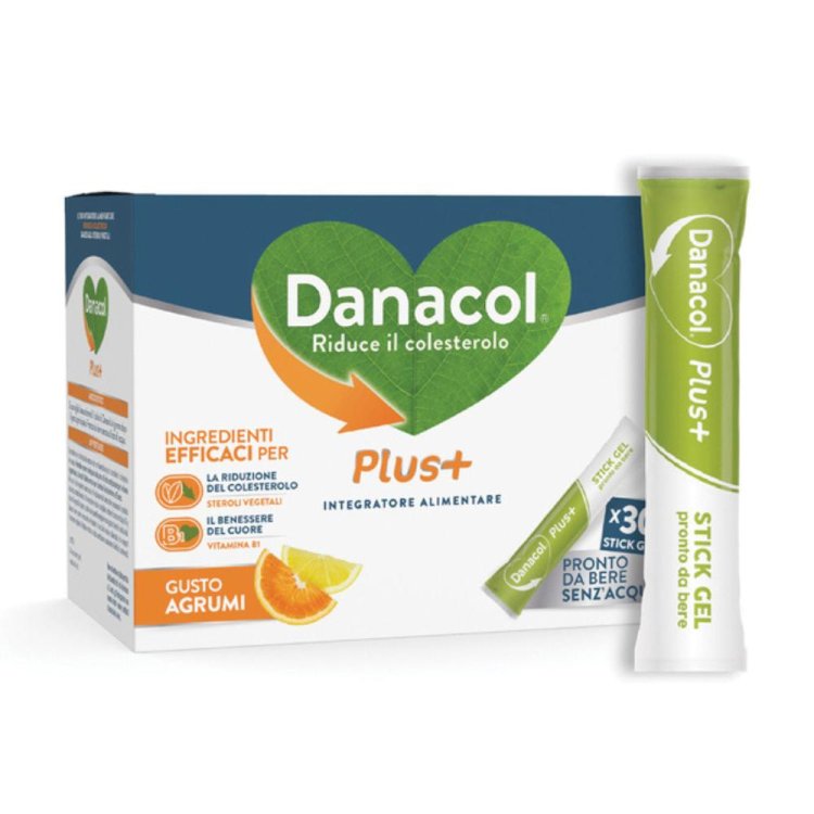 Danacol Plus+ - Integratore a base di steroli vegetali per la riduzione del colesterolo - 30 Stick gel pronti da bere