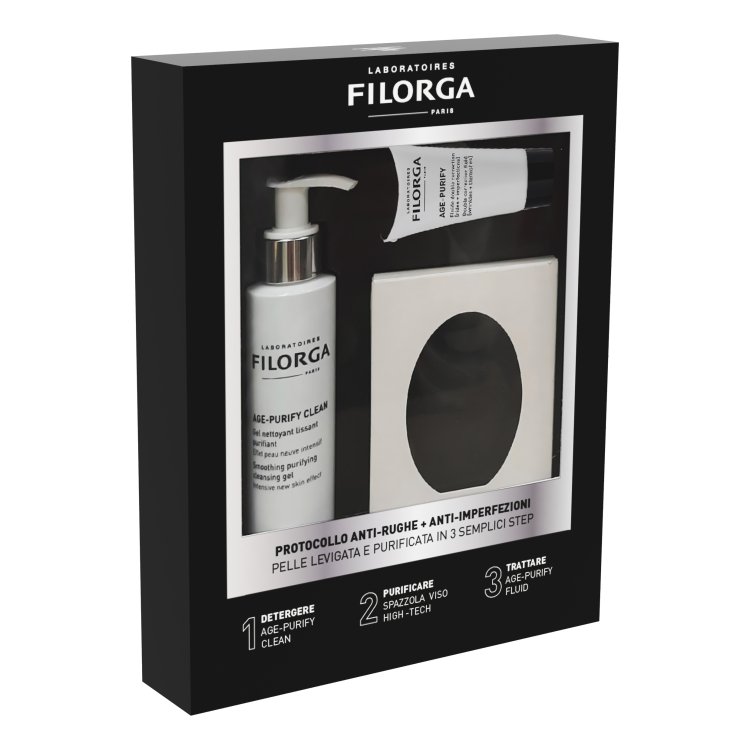 Filorga Cofanetto Antirughe Purificante - Age Purify detergente + Age Purify fluido + Spazzola viso high tech