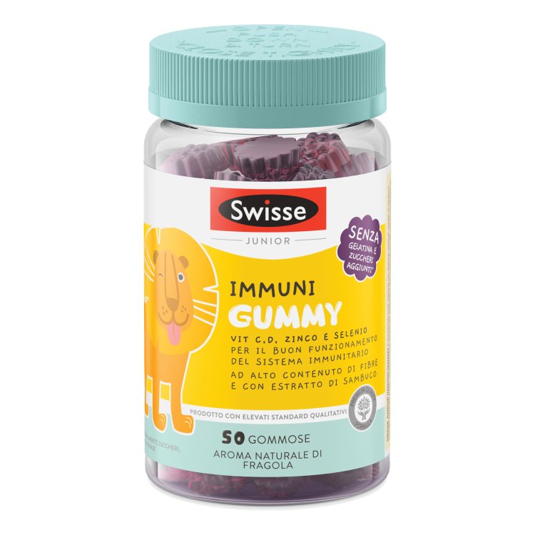 Swisse Junior Immuni Gummy - Integratore per stimolare il sistema immunitario dei bambini - 50 caramelle gommose gusto fragola