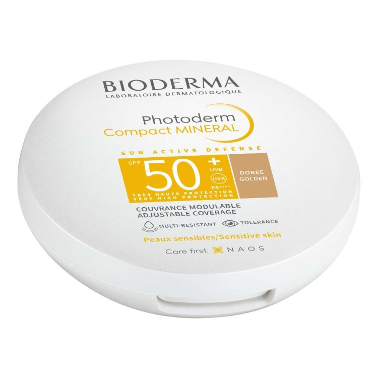 Bioderma Photoderm Compact Mineral Dorée SPF50+ - Crema solare uniformante per viso e collo - Tonalità media - 10 g Bioderma Photoderm Compact Mineral Dorée SPF50+ - Crema solare uniformante per viso e collo - Tonalità media - 10 g