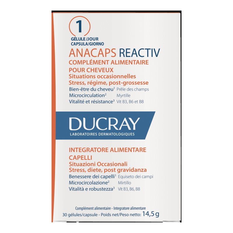 Anacaps Reactiv - Integratore contro la caduta temporanea e stagionale dei capelli - 30 capsule