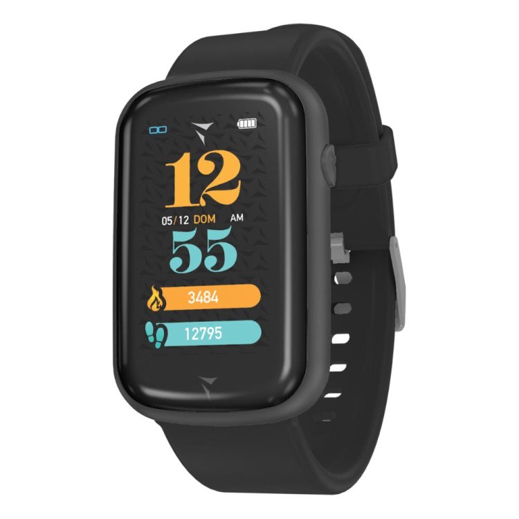 Steps Smartwatch - Orologio da polso per valutare i parametri cardiaci e monitorare la pressione arteriosa - Total Black