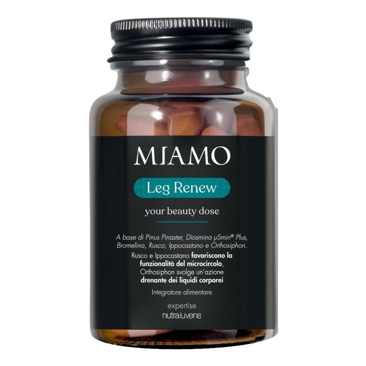 Miamo Leg Renew - Integratore alimentare drenante per gambe pesanti e capillari fragili - 30 compresse