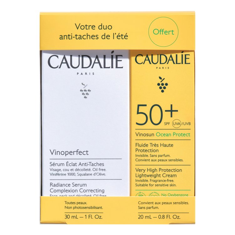 Caudalie Cofanetto Vinoperfect Siero Antimacchie da 30 ml + Vinosun Protect Fluido Solare Viso SPF50+ 20 ml