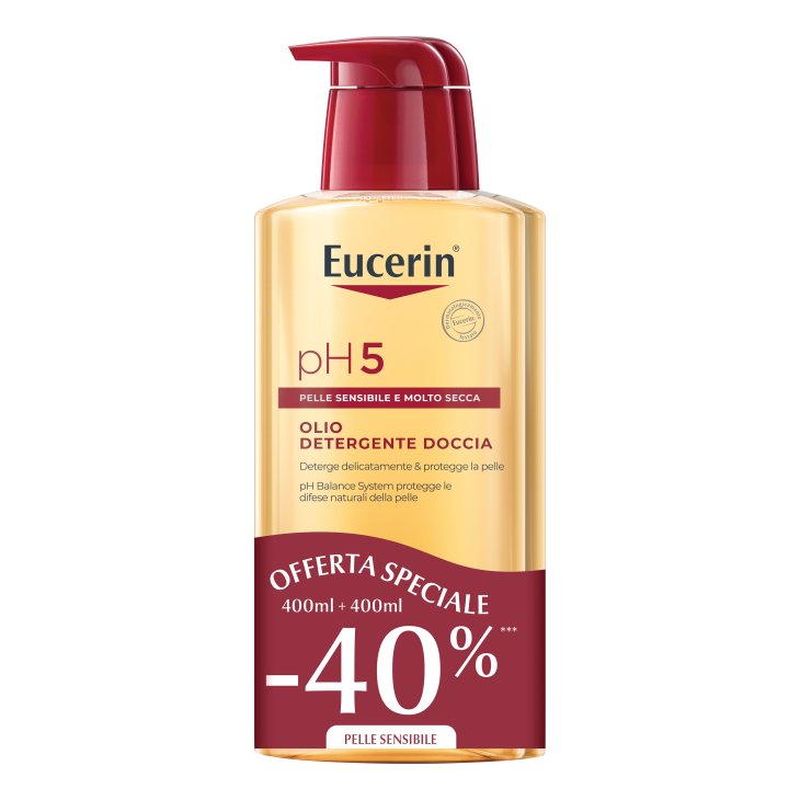 Eucerin pH5 Olio Detergente Doccia Pacco Doppio - Ideale per pelle secca e sensibile - 400 ml