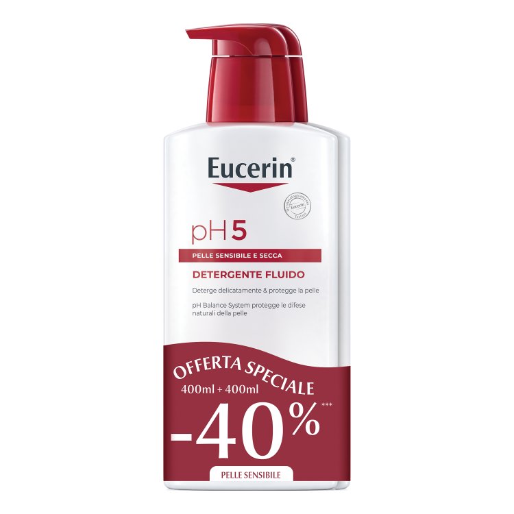 Eucerin pH5 Detergente Fluido Pacco Doppio - Detergente viso e corpo per pelle secca - 400 ml