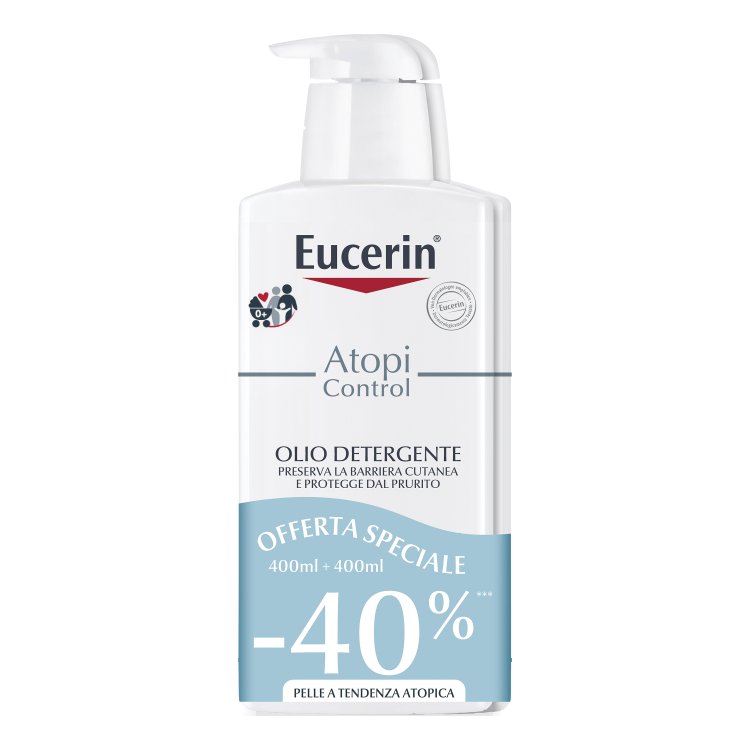 Eucerin Atopi Control Olio Detergente Pacco Doppio - Detergente per pelle secca e a tendenza atopica - 400 ml