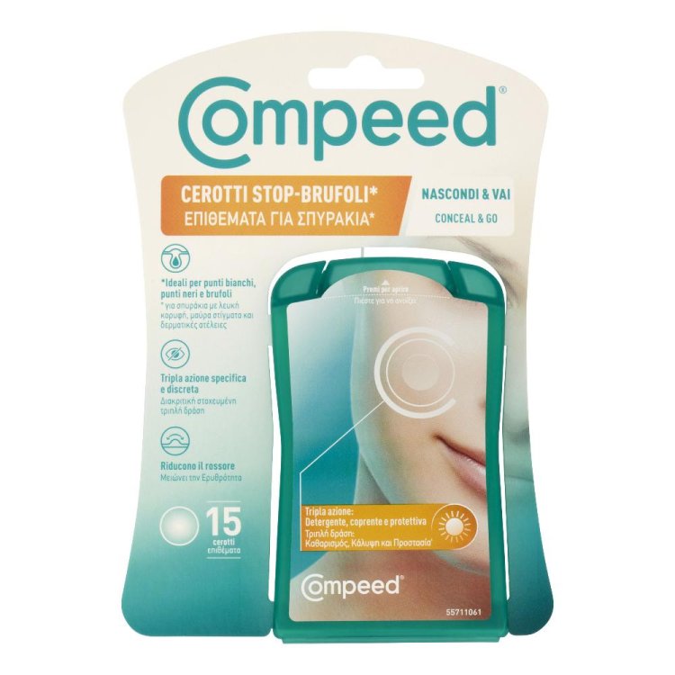 Compeed Cerotti Stop Brufoli Tripla Azione - Cerotti coprenti per brufoli - 15 cerotti Compeed Cerotti Stop Brufoli Tripla Azione - Cerotti coprenti per brufoli - 15 cerotti