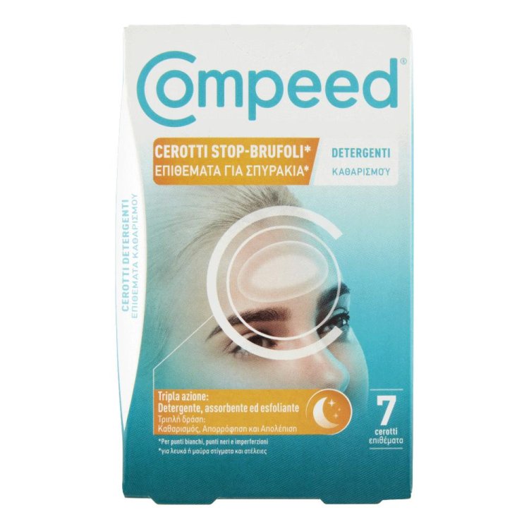 Compeed Cerotti Detergenti Stop Brufoli Tripla Azione - Cerotti coprenti per brufoli - 7 cerotti Compeed Cerotti Detergenti Stop Brufoli Tripla Azione - Cerotti coprenti per brufoli - 7 cerotti
