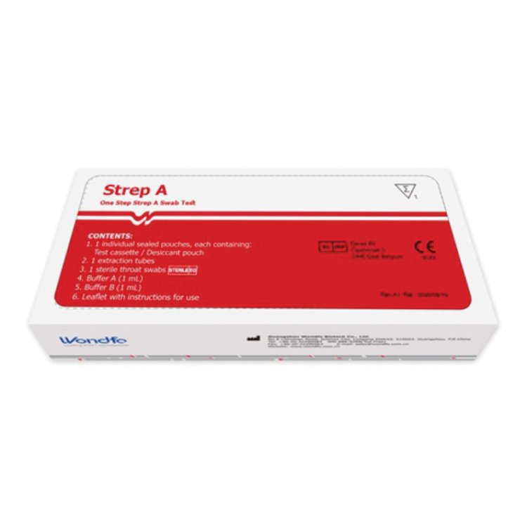 Wondfo Test Streptococco - Tampone faringeo per la rilevazione dello Streptococco A - 1 Kit autodiagnostico