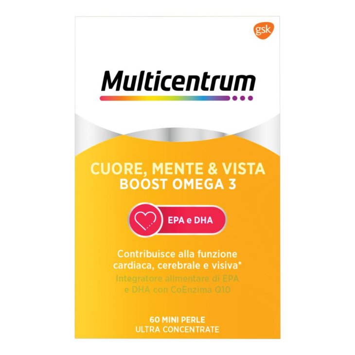 Multicentrum Cuore, Mente e Vista Boost Omega 3 - Integratore per il benessere del cuore e della vista - 60 capsule