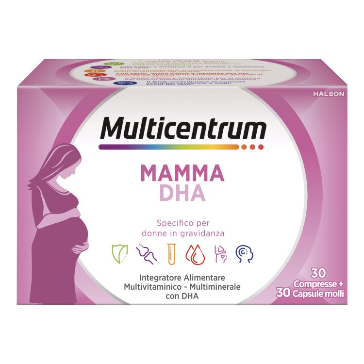 Multicentrum Mamma DHA - Integratore multivitaminico per donne in gravidanza - 30 compresse deglutibili + 30 capsule molli