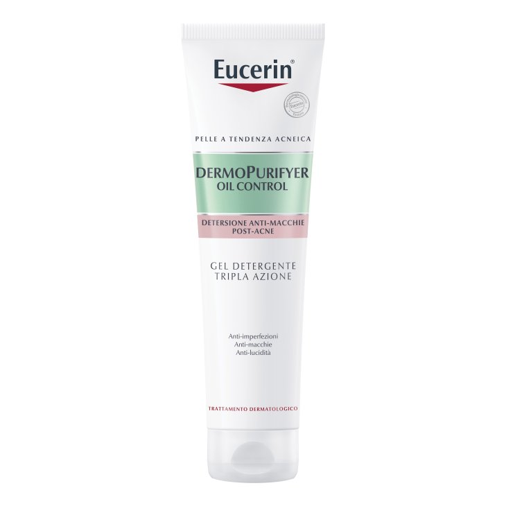 Eucerin Dermopurifyer Oil Control Gel Detergente Tripla Azione - Gel viso anti-macchie, anti-imperfezioni ed anti-lucidità - 150 ml