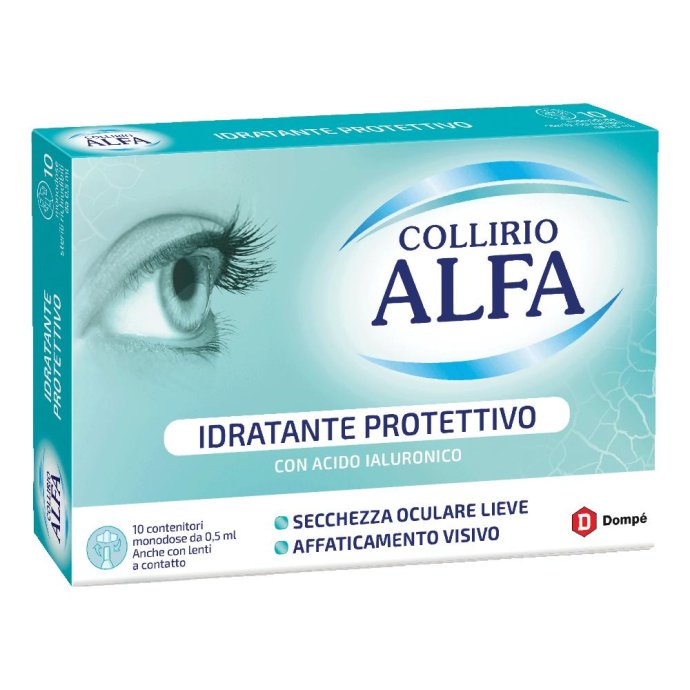 Alfa Collirio Idratante e Protettivo - Per secchezza oculare e affaticamento visivo - 10 fiale monodose da 0,5 ml