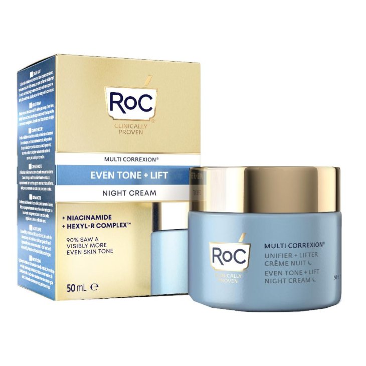 Roc Multi Correxion Even Tone + Lift Crema Notte Idratante - Crema viso illuminante e uniformante - 50 ml