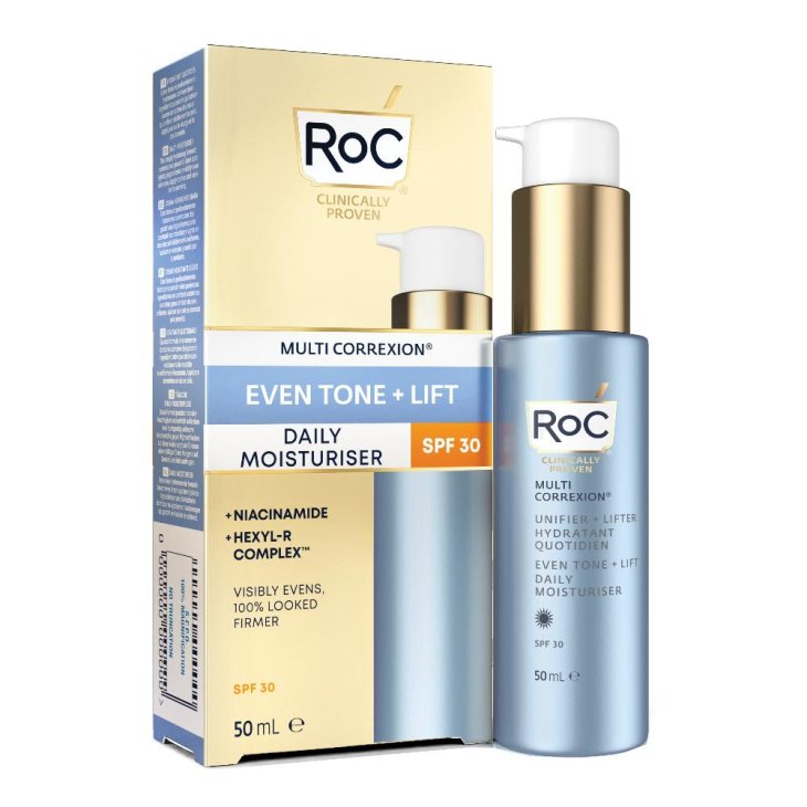 Roc Multi Correxion Even Tone + Lift Idratante Quotidiano Viso SPF30 - Trattamento da giorno illuminante e uniformante - 50 ml