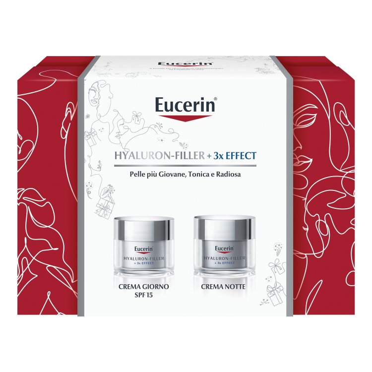 Eucerin Cofanetto di Natale 2023 Hyaluron Filler + 3x Effect - Crema viso da giorno SPF15 50 ml + Crema notte 50 ml