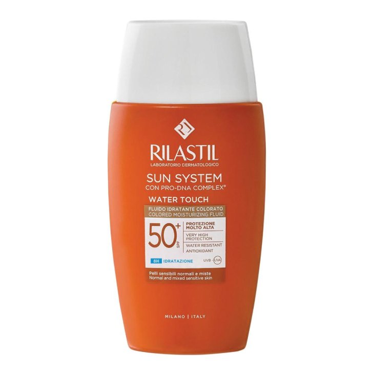 Rilastil Sun System Water Touch Fluido Colorato SPF50+ - Protezione solare uniformante per il viso - 50 ml