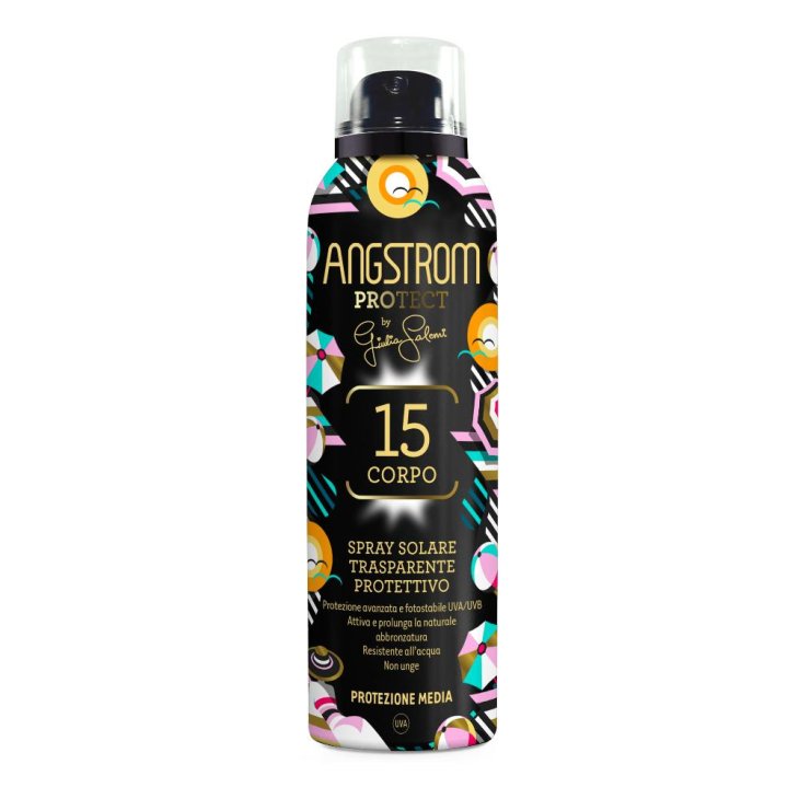 Angstrom Spray Solare Trasparente SPF15 - Spray solare corpo resistente all'acqua - Edizione Giulia Salemi - 150 ml