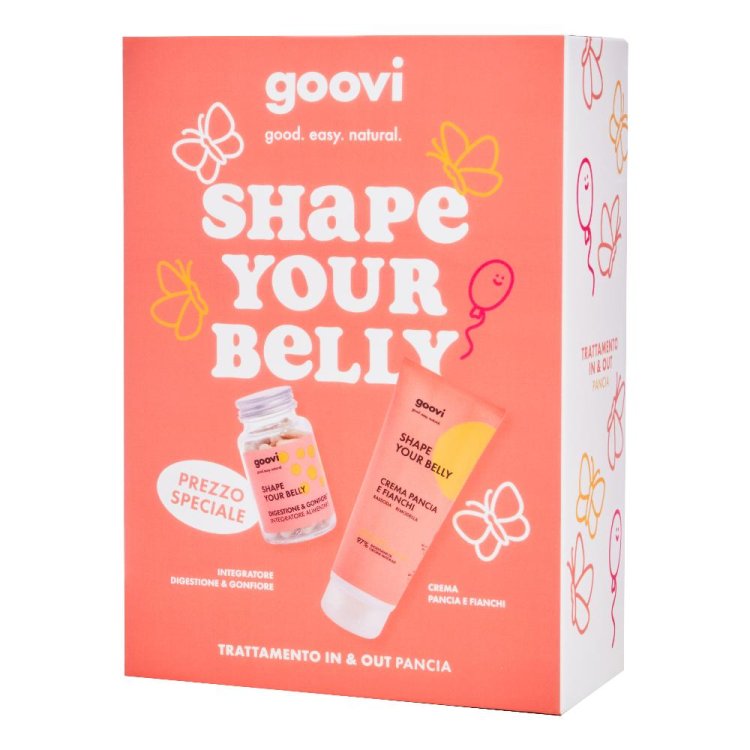 Goovi Box Shape Your Belly Kit Corpo - Integratore digestione & gonfiore 60 capsule + Crema rimodellante pancia e fianchi 240 ml